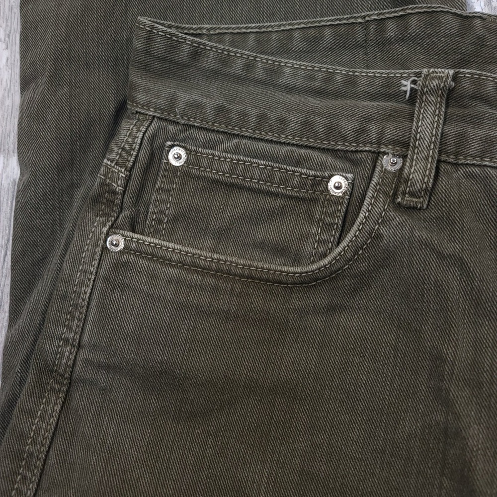 Zara Cargo Pants Mens 34x32 Olive Green Denim Straight Leg Utility Workwear - Picture 4 of 7